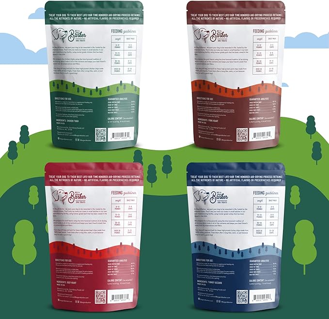 Beg & Barker Jerky Chips for Dogs Variety (3.5oz, Pack of 4) - Single Ingredient Dog Treats Made for Small and Large Dogs Protein Human Grade Dog Treats Made from Real Meat, Made in USA