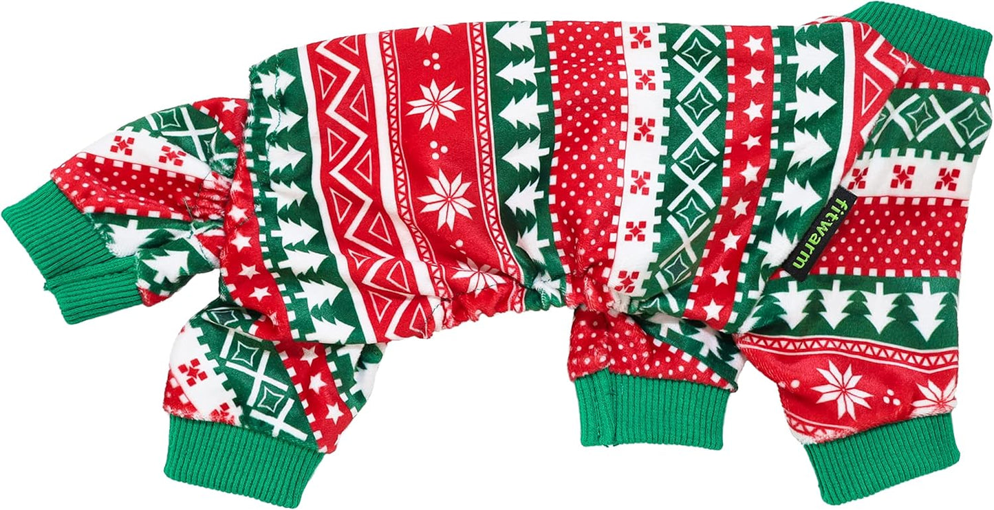 Fitwarm Dog Christmas Outfit, Dog Pajamas, Dog Winter Clothes for Small Dogs Boy Girl, Pet Ugly Sweater, Cat Costume, Red Green, Large