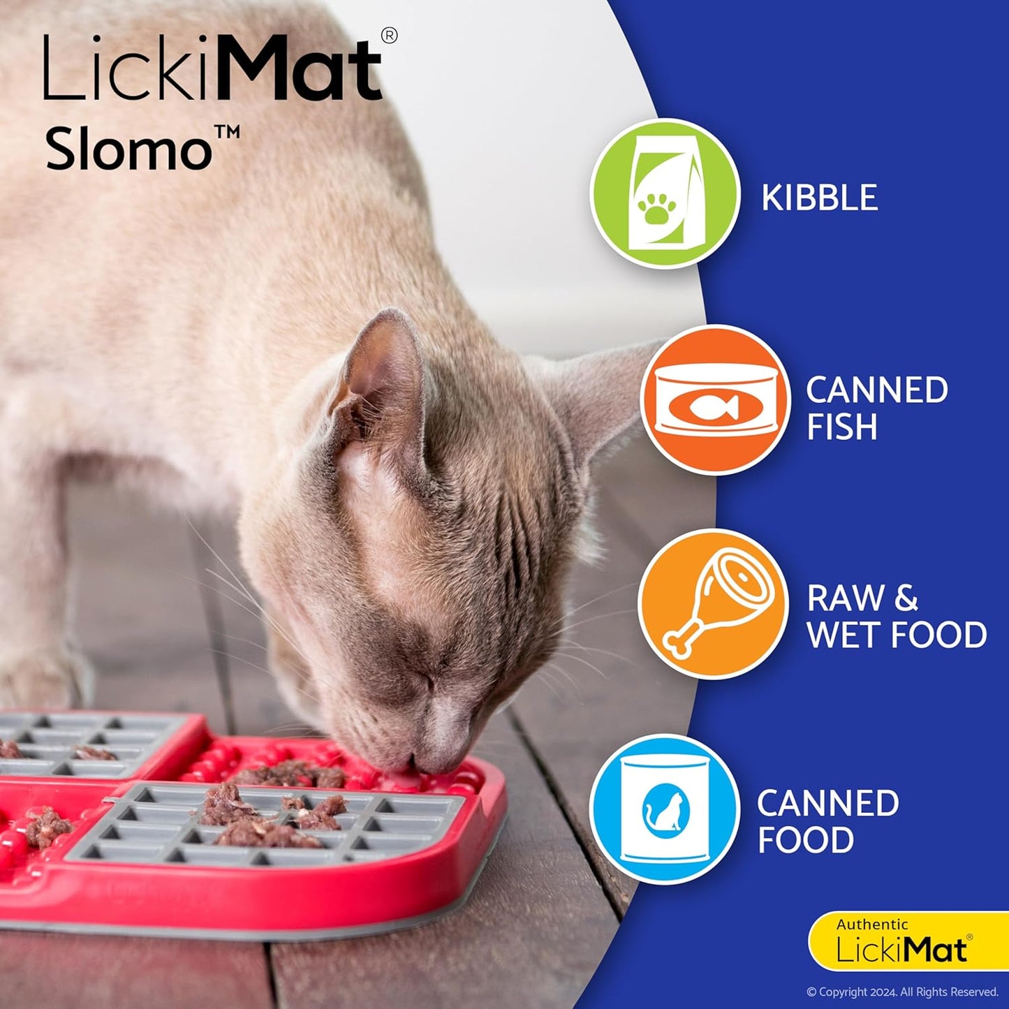 LickiMat Slomo, Cat Slow Feeder Lick Mat, Boredom Anxiety Reducer; Perfect for Food, Treats, Yogurt, or Peanut Butter. Fun Alternative to a Slow Feed Cat Bowl or Dish, Green