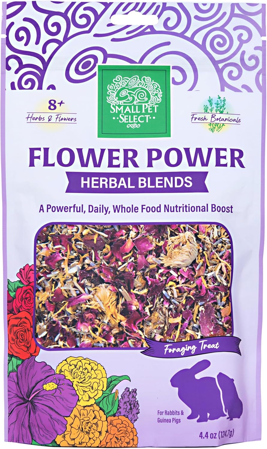 Small Pet Select - Flower Power Herbal Blend, a Natural Herbal Treat for Rabbits and Guinea Pigs, 4.4oz