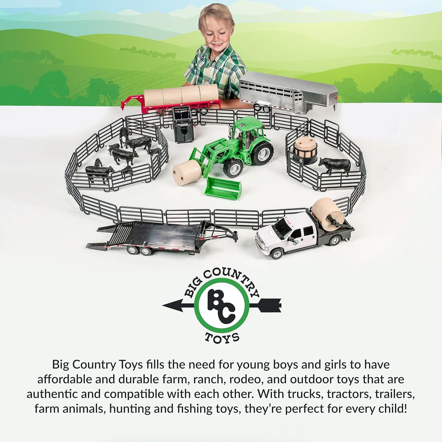 Big Country Toys 12-Piece Ranch Set - Farm Animal Toys for 3 Year Old Boys and Girls - Toy Figures & Playsets