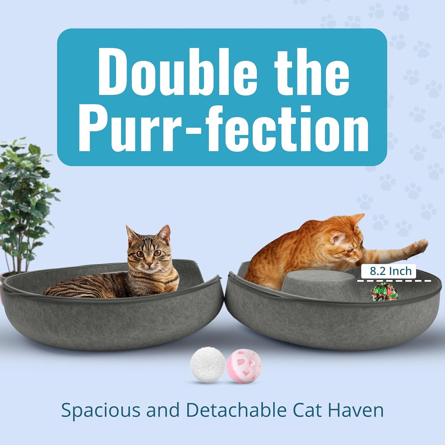 Okoco Cat Tunnel Bed for Indoor Cats Large, 24" Peekaboo Cat Cave Donut Bed for Pets up to 45lbs, 2-in-1 Round Tube with Hanging Ball Toy & Removable Machine Washable Parts (Dark Gray)