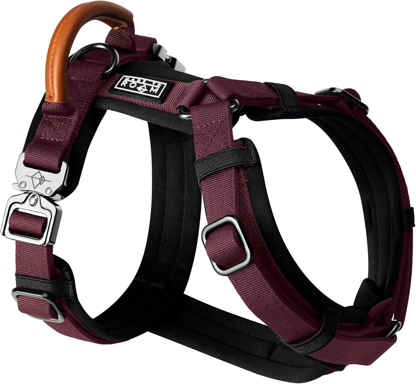 MADE TO ROAM Premium Explorer Harness - Y-Shaped Dog Harness with Adjustable Durable Nylon, Soft Padding, Metal Buckles and Leather Handle for Small, Medium, Large Dogs (Vermont Weekends, Size 5)