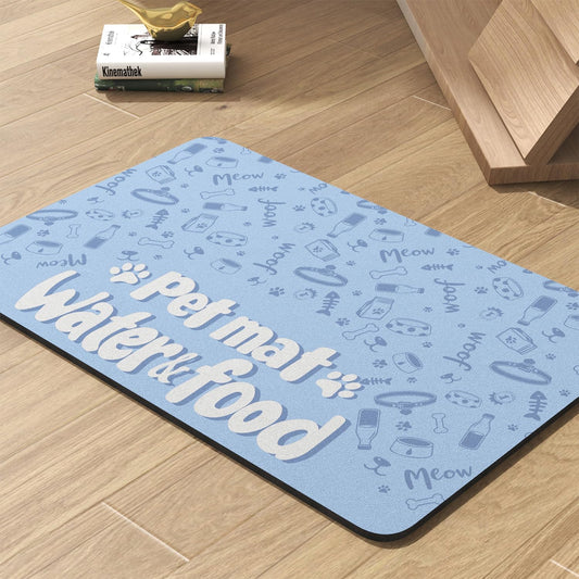 Pet Feeding Mat-Absorbent Dog Mat for Food and Water Bowl-No Stains Quick Dry Water Dispenser Mat-Dog Accessories Pet Supplies-Bowl for Messy Drinkers（PAW,17"x34"