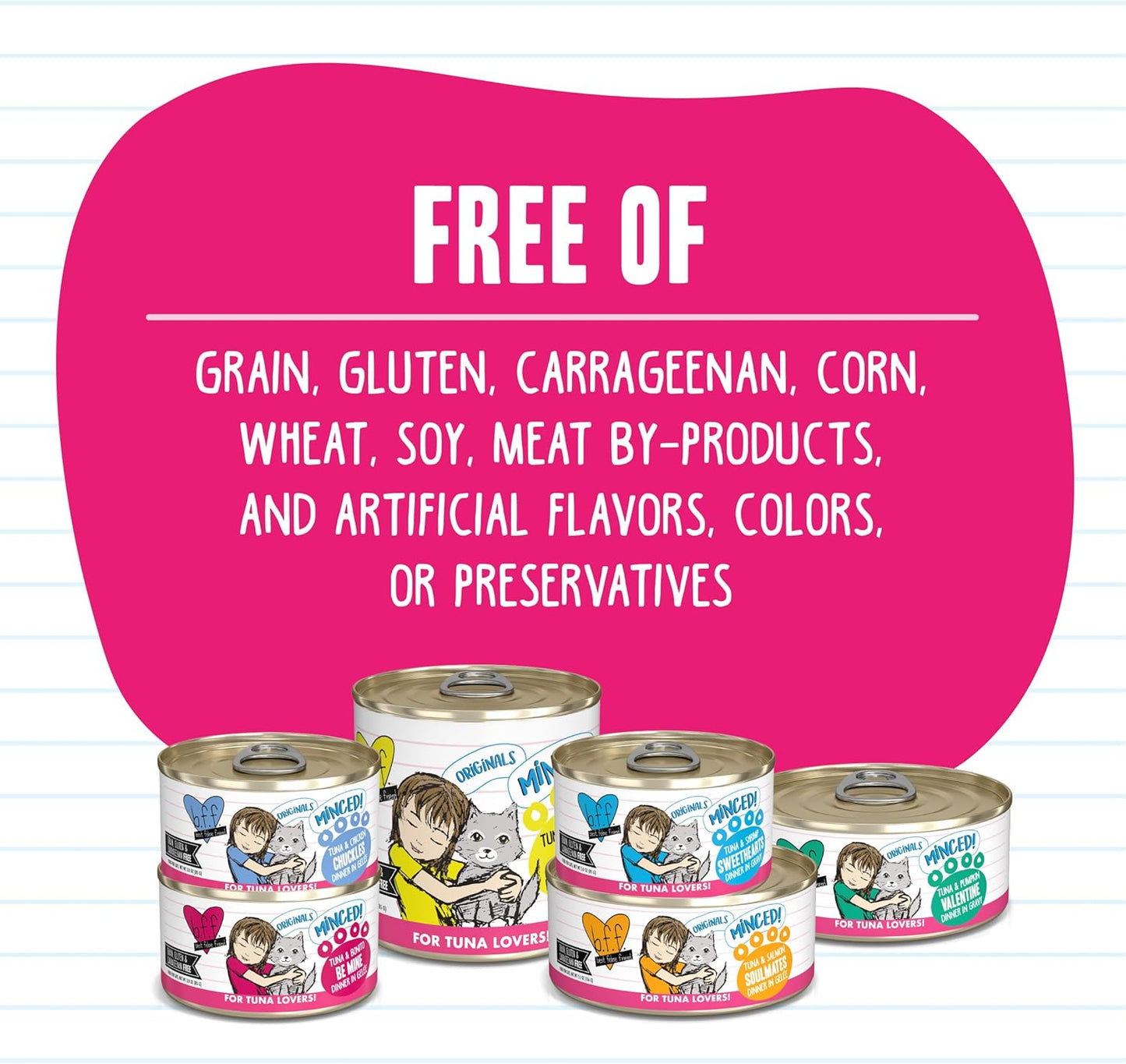 Weruva BFF Minced Natural Wet Cat Food, Tuna and Salmon Soulmates in Gelee, 3oz Can, Pack of 24