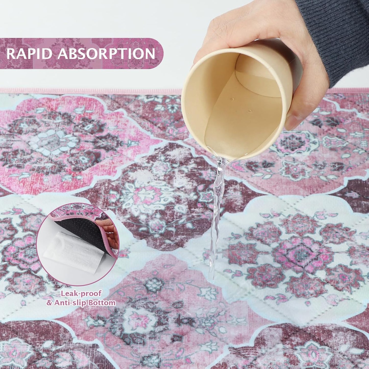 IEUUMLER Washable Pee Pads for Dogs, 2 Pack Reusable Pee Pads for Dogs Non-Slip Grip, Super Absorbent Waterproof Puppy Pads for Potty Training, Playpen, Crate, Whelping Box EU011 Pink, 30x20