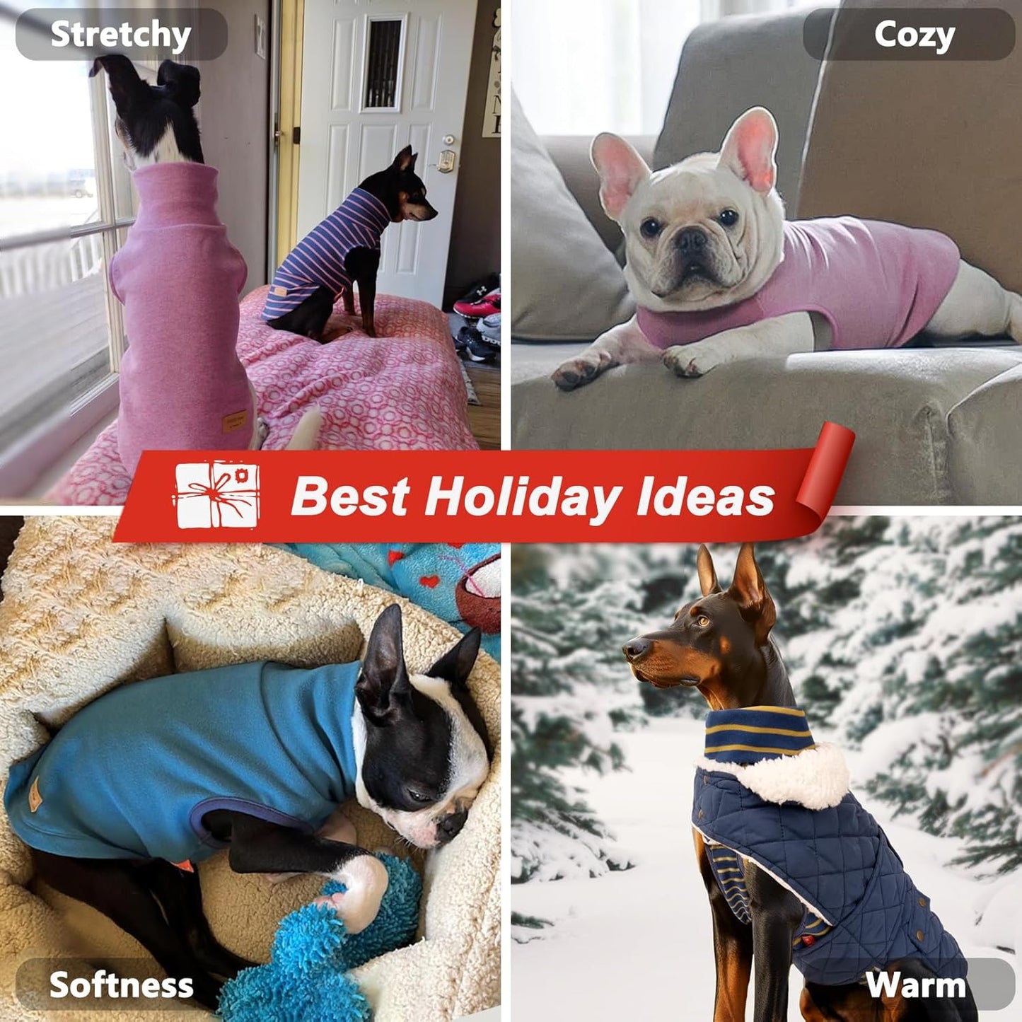 KYEESE 2Pack Dog Sweater Pullover Pet Sweatshirt Stretchy Dogs Clothes Soft Dachshund Clothes Warm Doggie Coats Turtleneck Small Pets Sweaters Dog Sweaters for Small Dogs Male