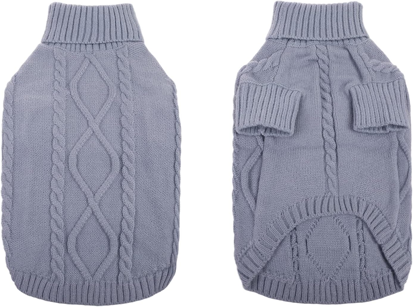 Queenmore Extra Large Warm Turtleneck Knitted Big Dog Sweaters for Male and Female Dogs (Grey,2XL)