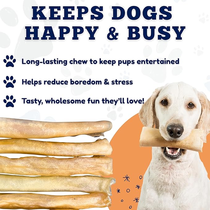 Amazing Dog Treats - Large Collagen Stick - (12 Inch - 4 Count) - Beef Cheek Rolls for Dogs - 100% Pure Collagen Sticks - No Hide Bones