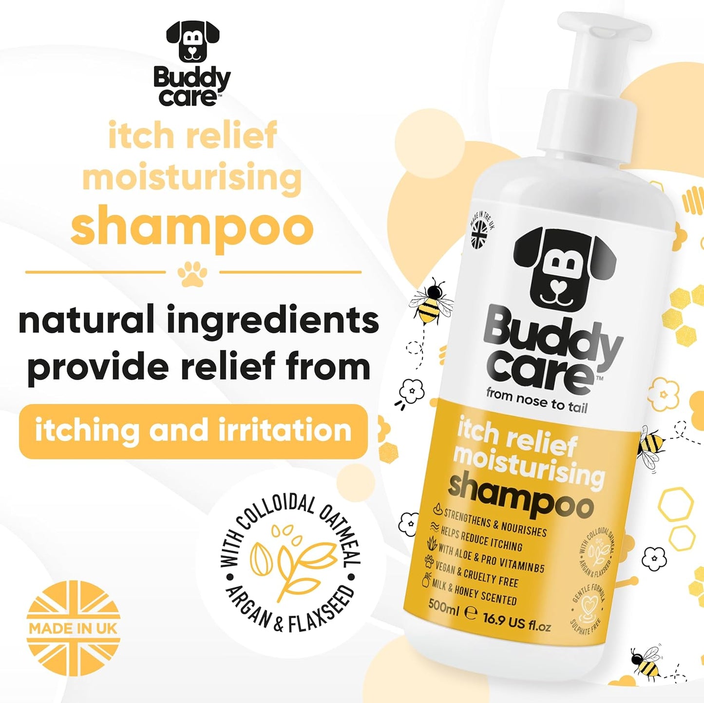 Dog Shampoo - Itch Relief - Milk & Honey - 500ml (16.90oz)