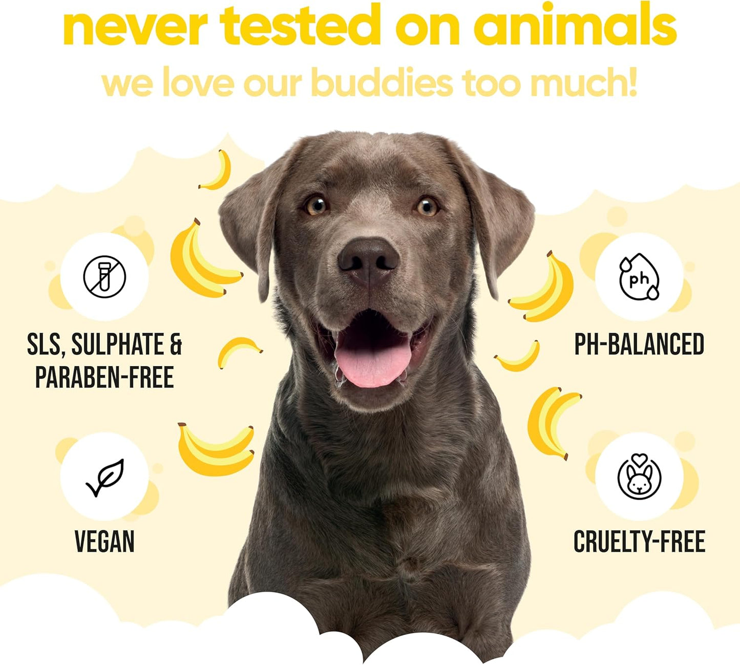 Banana Dog Shampoo by Buddycare | Deep Cleansing Shampoo for Dogs | Banana Scented | with Aloe Vera and Pro Vitamin B5 (16.9oz)