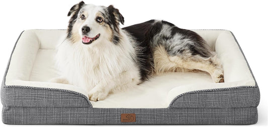 Bedsure XL Orthopedic Dog Bed for Extra Large Dogs - Waterproof XLarge Dog Cat Bed, Comfort Dogs Couch Sofa with Washable Removable Cover, Pet Bed with Nonskid Bottom, Argyle Black-Checks, 42"