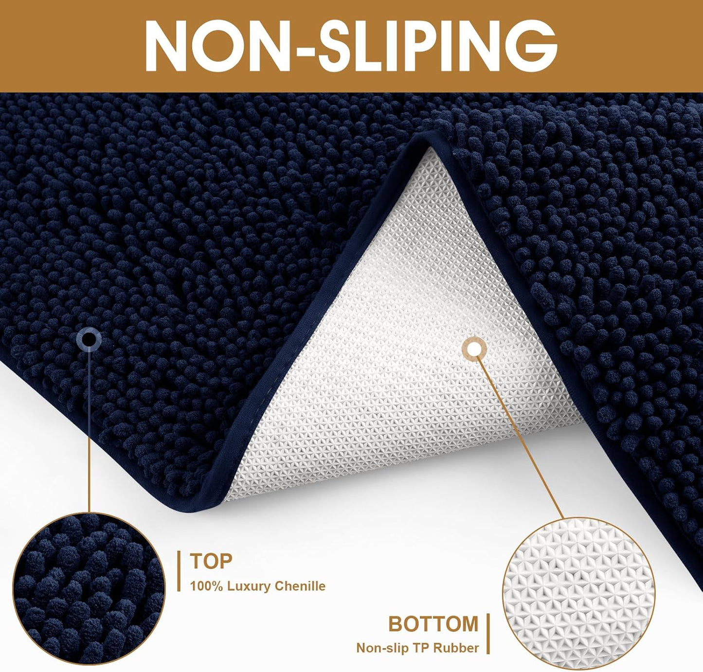 Dog Door Mats for Muddy Paws, Chenille Absorbent Dog Mats, Non Slip Heavy Mud Mat for Dogs, Soft Pet Mat for Entryway, Mud Paws, Inside Floor,48" x 38", Navy Blue