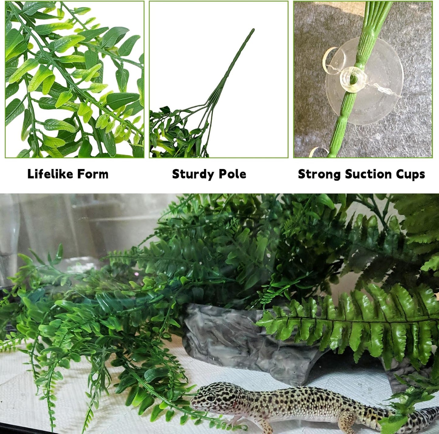 BNOSDM Reptile Plants,Flexible Rainforest Vines with Moss,Bendable Jungle Climbing Vines,Terrarium Artificial Plants Decor for Bearded Dragon,Hermit Crab,Snake,Geckos,Chameleon,Lizard