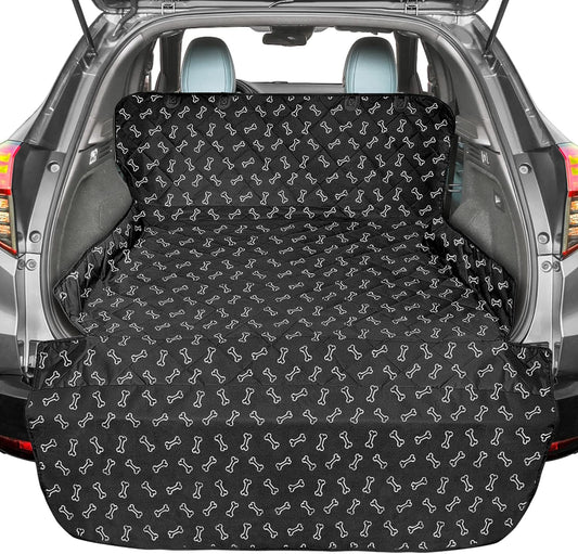 F-color SUV Cargo Liner for Dogs, Water Resistant Pet Cargo Cover Dog Seat Cover Mat for SUVs Sedans Vans with Bumper Flap Protector, Non-Slip, Large Size Universal Fit, Bone