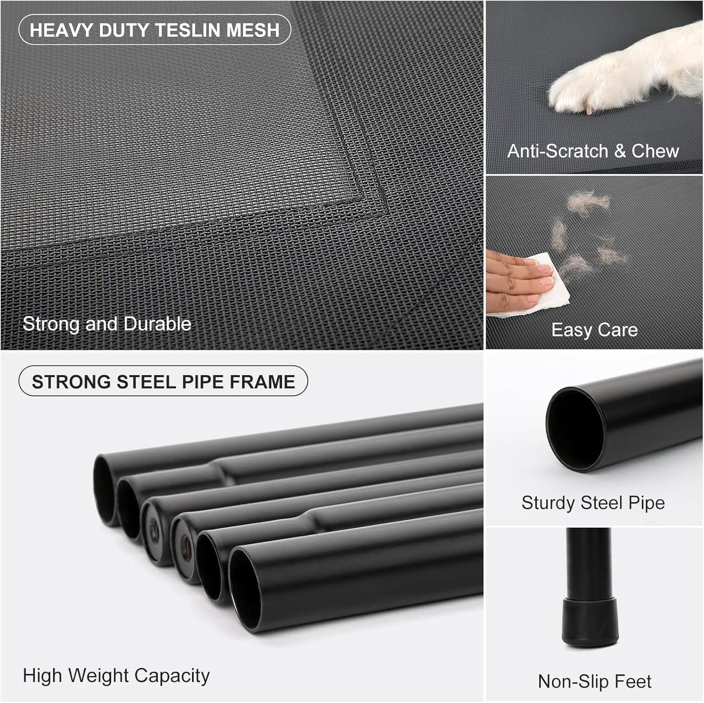 Cooling Elevated Dog Bed with Non-Slip Floor Protectors & Breathable Mesh, Raised Indoor & Outdoor Dog Cot Hammock, 41" L x 32" W x 8" Th, Medium, Green