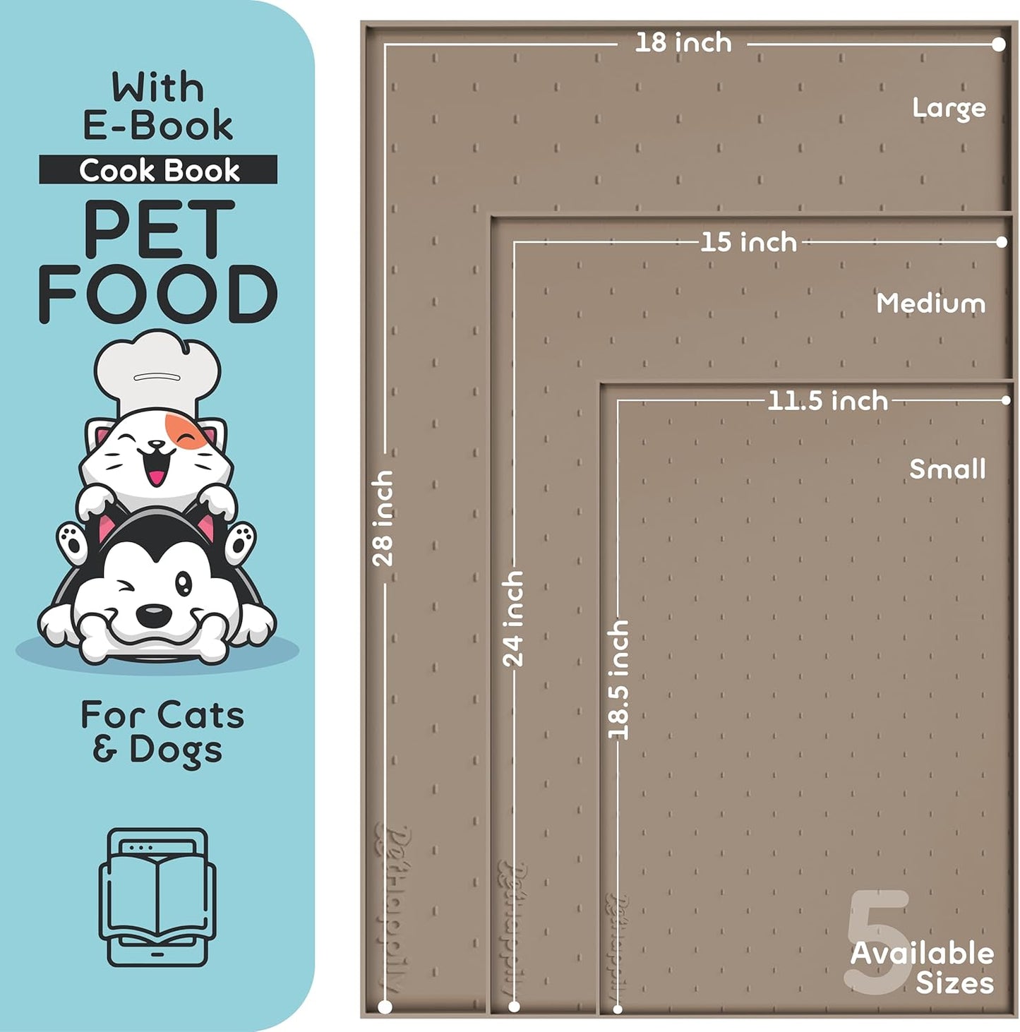 Dog Food Mat - 24x15 Raised Edges Dogs Mat for Food and Water Prevent Spill, Waterproof Cat Food Mats Protect Floors, Easy Clean Dog Bowl Mats for Food and Water, Silicone Pet Feeding Placemats
