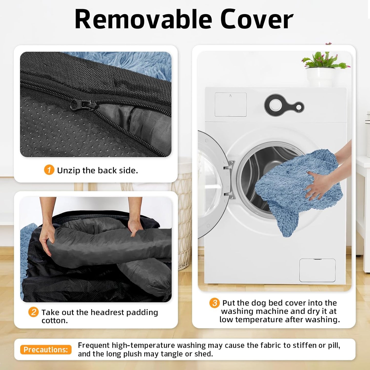 GGIB Calming Dog Bed Fluffy Plush Dog Mat for Furniture Protector with Removable Washable Cover for Large Medium Small Dogs and Cats (Large, Navy)