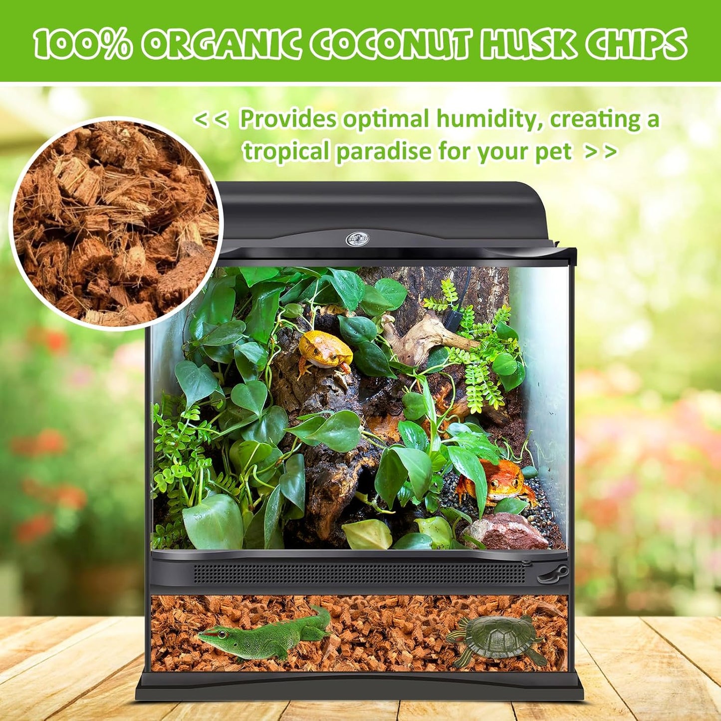 Legigo 4 Pack Coconut Chip Substrate for Reptiles, Natural Coco Husk Chip Reptiles Bedding, Compressed Coconut Chip Substrate for Snake, Tortoise, Ball Python, Gecko, Lizard Terrarium Tanks