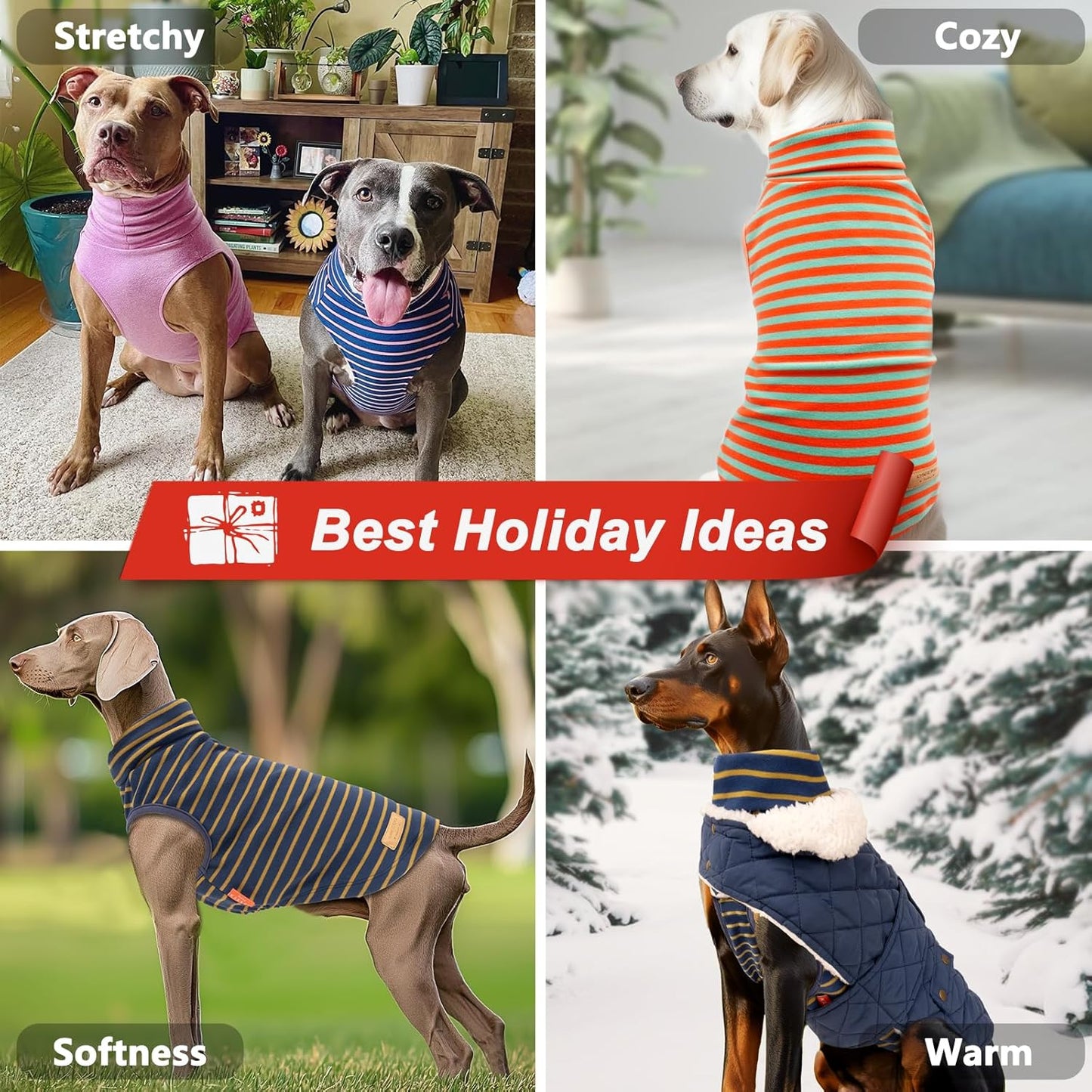 KYEESE 2Pack Dog Sweater Pullover Clothes Soft Pet Sweatshirt Stretchy Pet Sweaters Large Size Pets Turtleneck Pets Coats Warm Dogs Clothes Dog Sweaters for Large Dogs