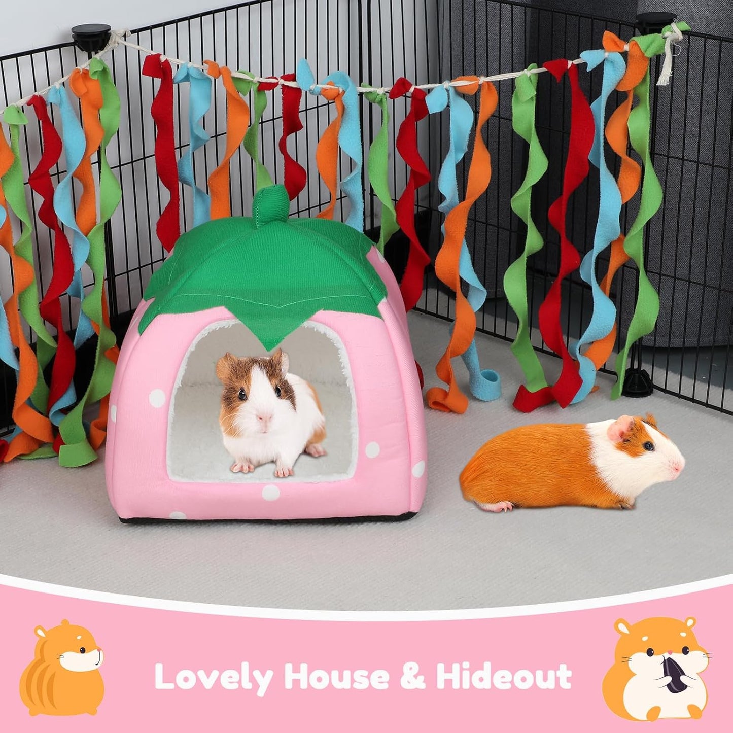 BWOGUE Guinea Pig House Bed Cozy Hamster Cave Large Hideout for Dwarf Rabbits Hedgehog Bearded Dragon Winter Nest Hamster Cage Accessories