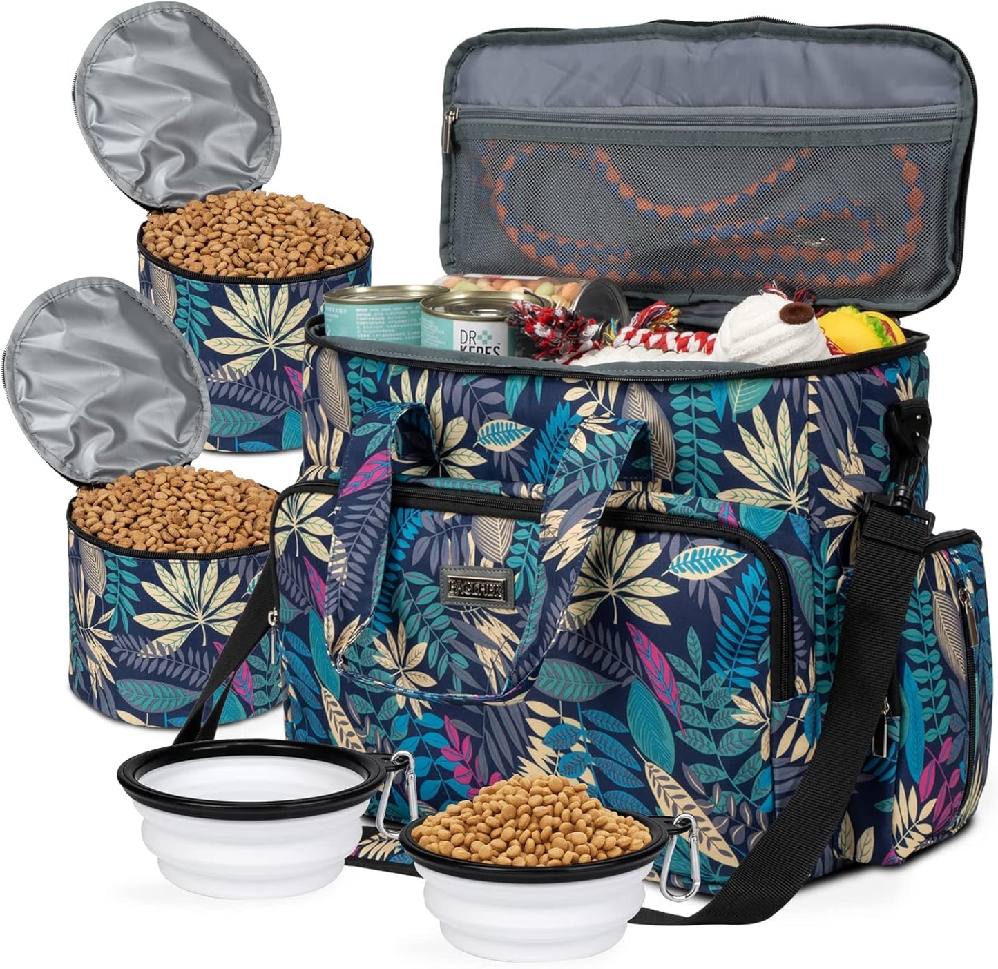 BAGLHER Dog Travel Bag, Pet Travel Bag (ALL Pet Travel Supplies), With 2 Pet Food Containers and 2 Collapsible Silicone Bowls; Essential Kits for Pet Travel Hawaii