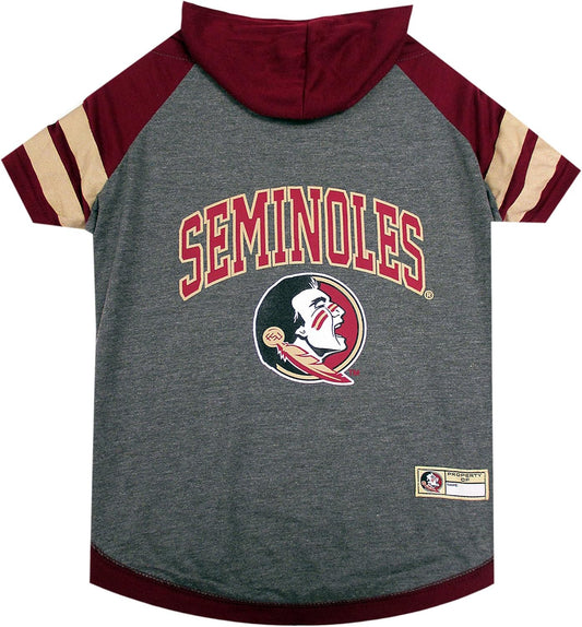 Pets First Hoodie for Dogs & Cats, X-Small. | Collegiate Licensed Dog Hoody Tee Shirt | Sports Hoody T-Shirt for Pets | College Sporty Dog Hoodie Shirt.