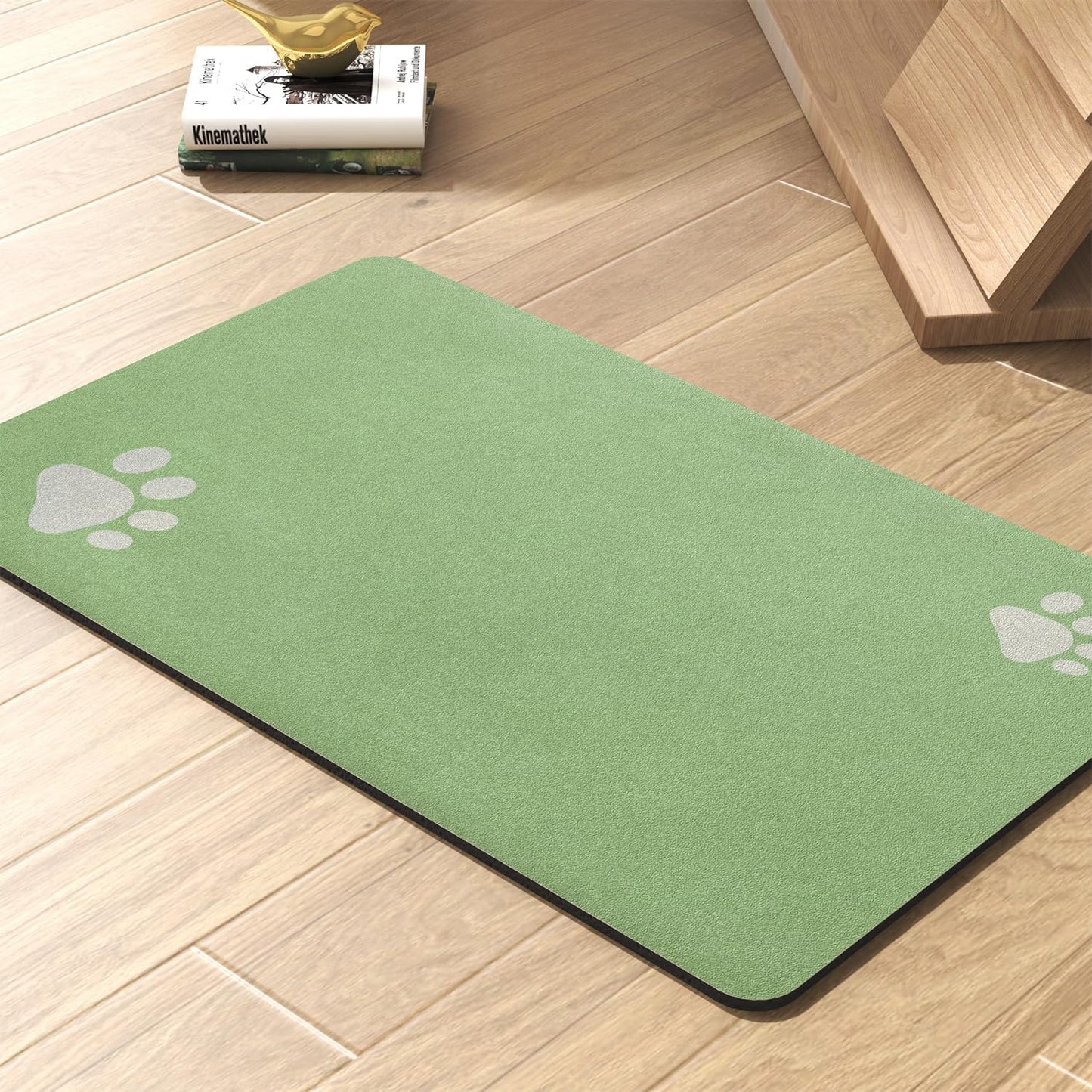 Pet Feeding Mat-Absorbent Dog Mat for Food and Water Bowl-No Stains Quick Dry Water Dispenser Mat-Dog Accessories Pet Supplies-Bowl for Messy Drinkers（Green,17"x28"