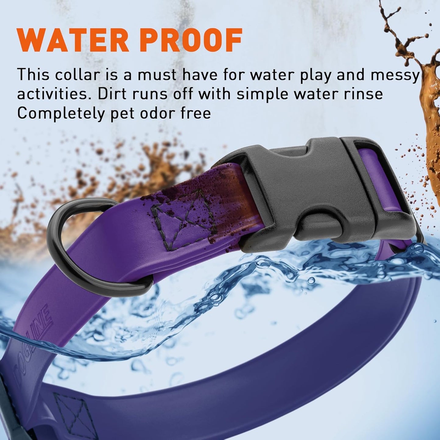 Dogline Biothane Waterproof Dog Collar with Quick Release Buckle Strong Coated Nylon Webbing with Odor- Proof for Easy Care Easy to Clean Fits Small Medium Large Dogs, Purple 3/4" W 12-19" L