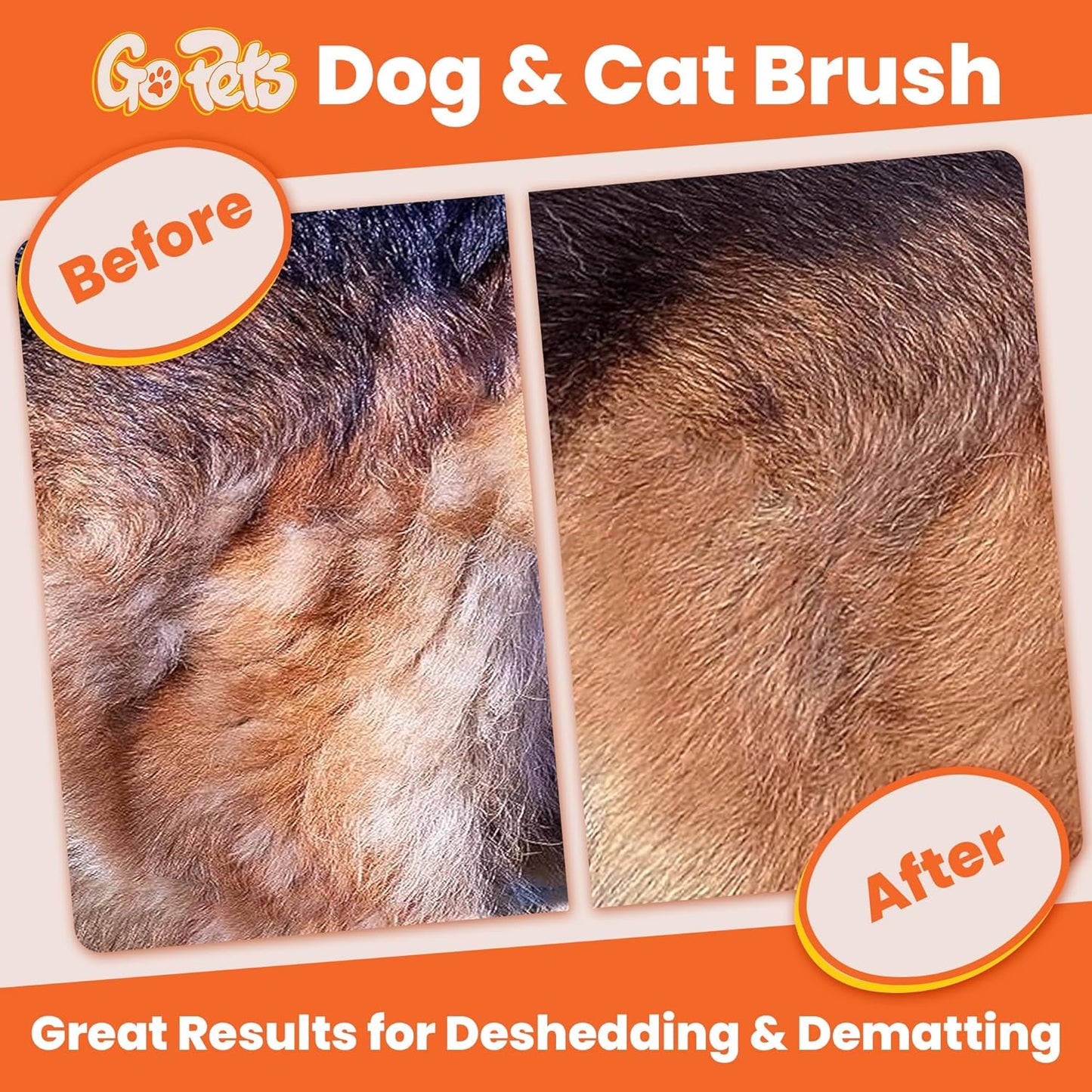 GoPets Double-Sided Dematting Tool & Deshedding Brush for Dogs & Cats, Pet Friendly Undercoat Rake for Shedding, Mat Remover for Long & Thick Coats, Dog Comb for Grooming, Cat Hair Detangler