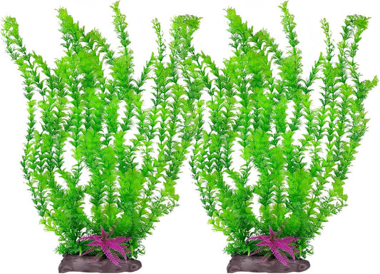 Hamiledyi Aquarium Plastic Plants Aquarium Decor Artificial Fish Tank Plants,Tall Fish Tank Decorations, Extra Large Aquarium Plant 20.4-inch Tall,2PCS