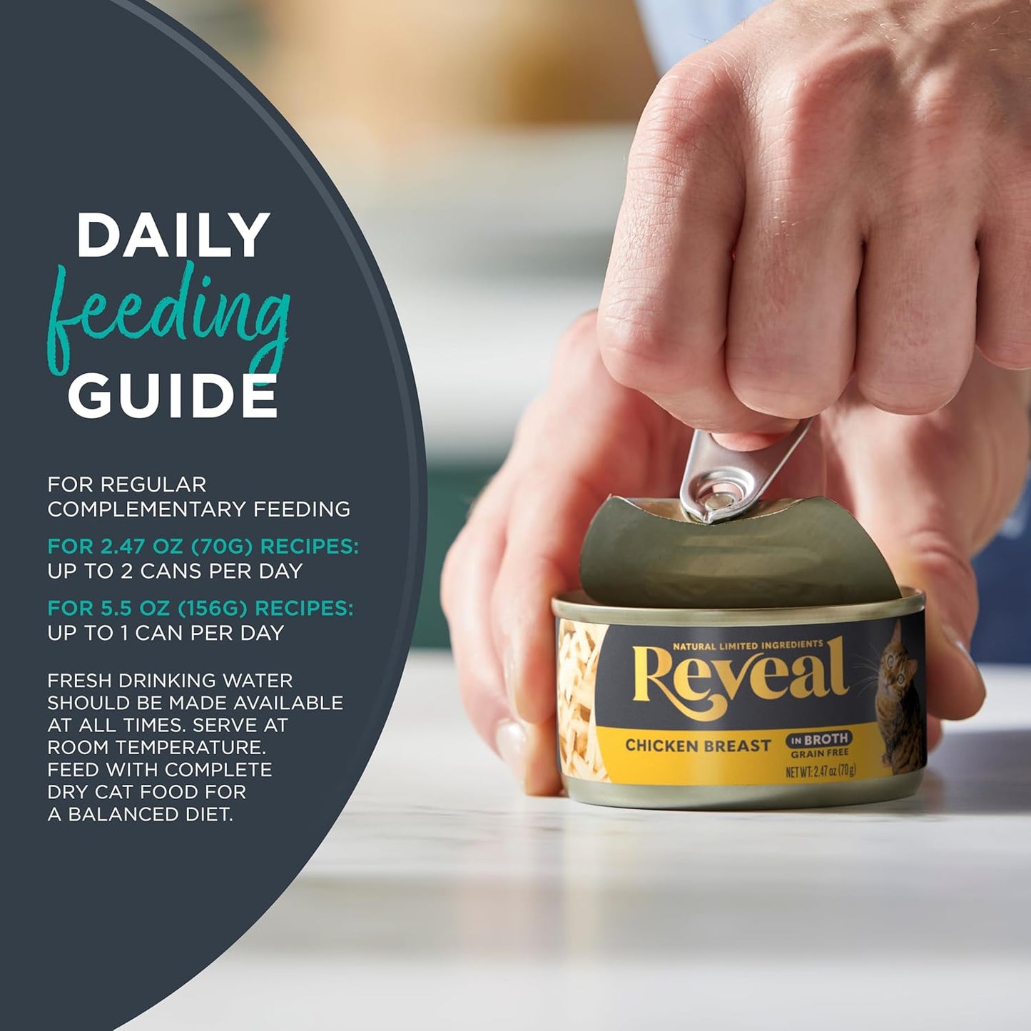 Reveal Natural Wet Cat Food in Broth, Limited Ingredient Grain Free Canned Cat Food, Protein with No Artificial Additives, Tuna with Crab in Broth (24 x 2.47 oz Cans)