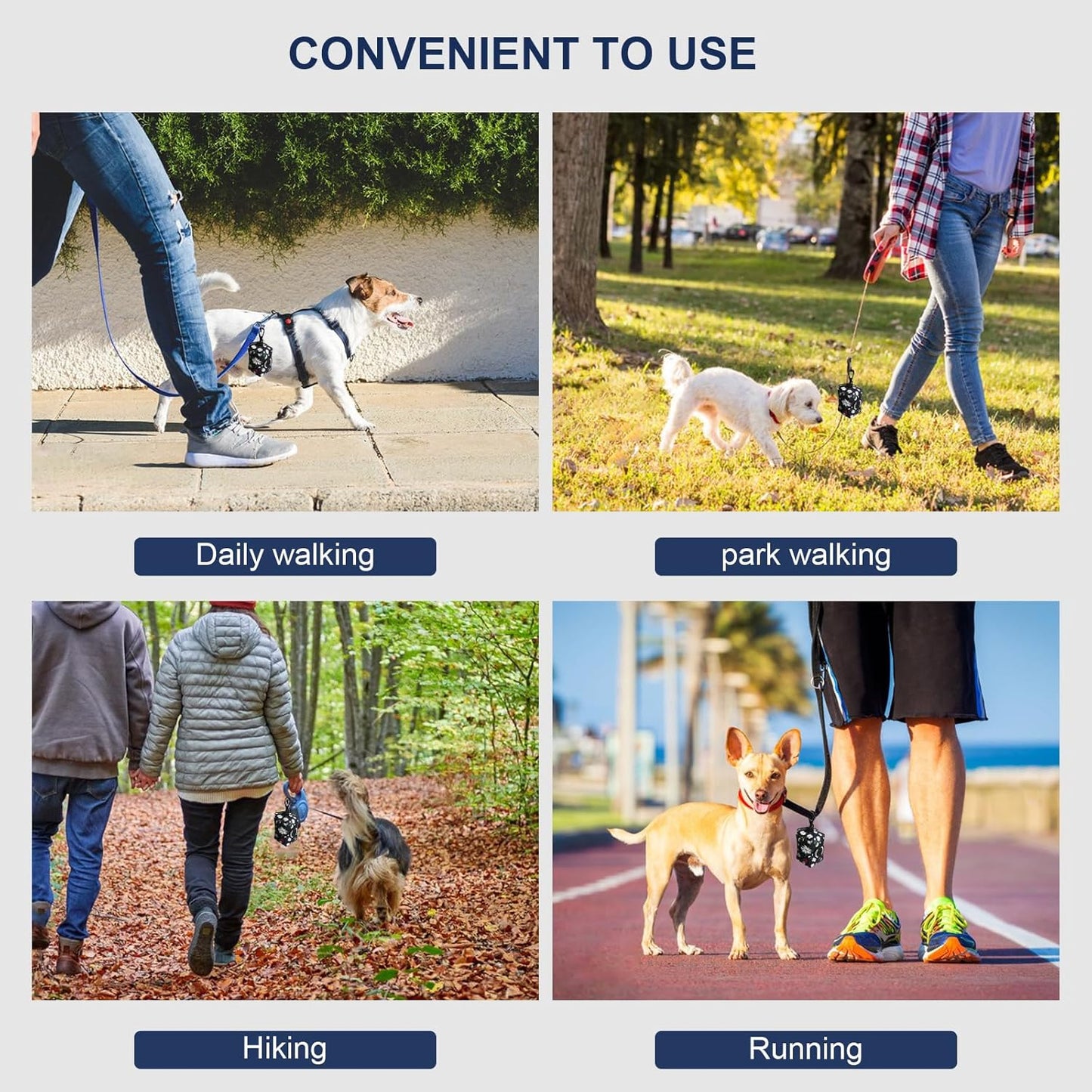 Petmolico Dog Poop Bag Holder Leash Attachment, Dog Waste Bag Dispenser Zippered Pouch, Fits Any Dog Leash, Includes Free Roll of Dog Bags, Poop Bag Dispenser - 2 Packs (White Daisy)