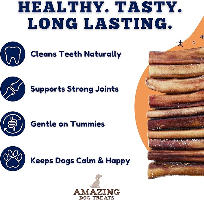 Amazing Dog Treats - 6 Inch Medium Size Bully Sticks (10 Count) - Bulk Bully Sticks for Dogs - No Hide Bully Stick Dog Bones