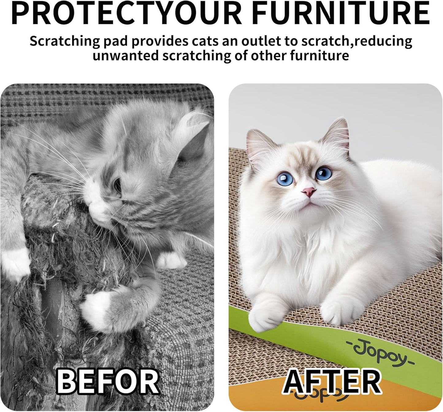 Cat Scratching Board, Corrugate Cat Scratcher for Indoor Cats with Catnip, Cat Scratch Pad with Scratch Textures Design, Cardboard Cat Scratcher with Double-Sided Usability