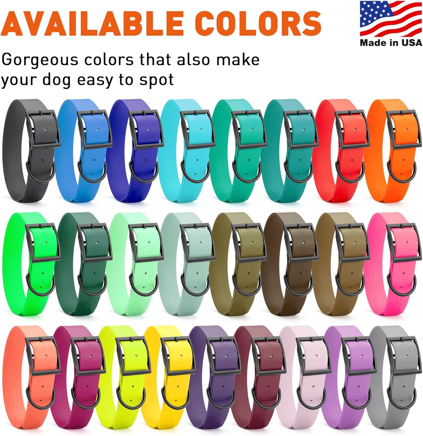 Dogline Biothane Waterproof Dog Collar Strong Coated Nylon Webbing with Black Hardware Odor- Proof for Easy Care Easy to Clean High Performance Fits Small Medium or Large Dogs, Pastel Purple