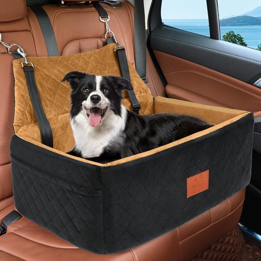 Dog Car Seat for Large Medium Dogs,Washable Pet Car Seat Under 55 lbs or 2 Small Dogs,Dog Booster Seat with Thick Cushion,2 Safety Leashes Travel Car Dog Bed