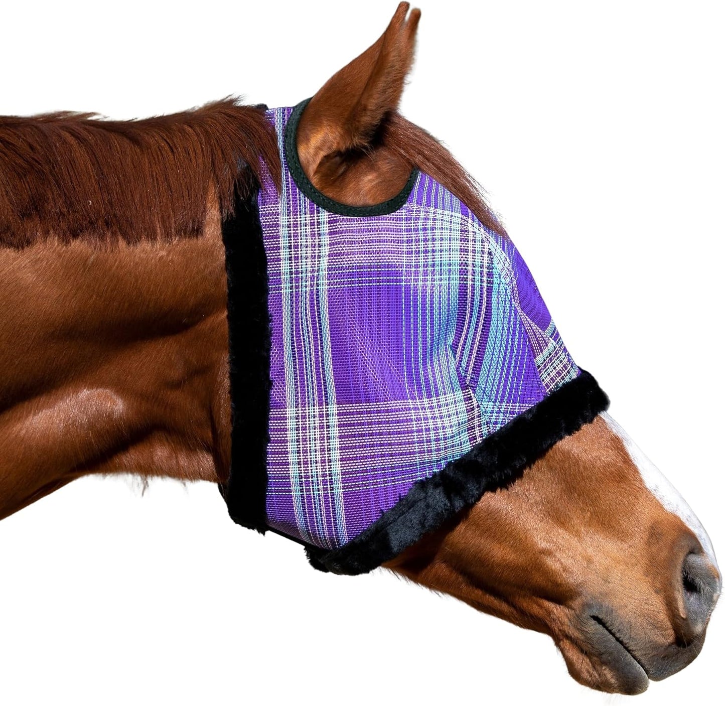 Kensington UV Fly Mask with Fleece Trim - Protective Mask with Dual Ear Opening & Forelock Freedom - XLarge, Lavender Mint