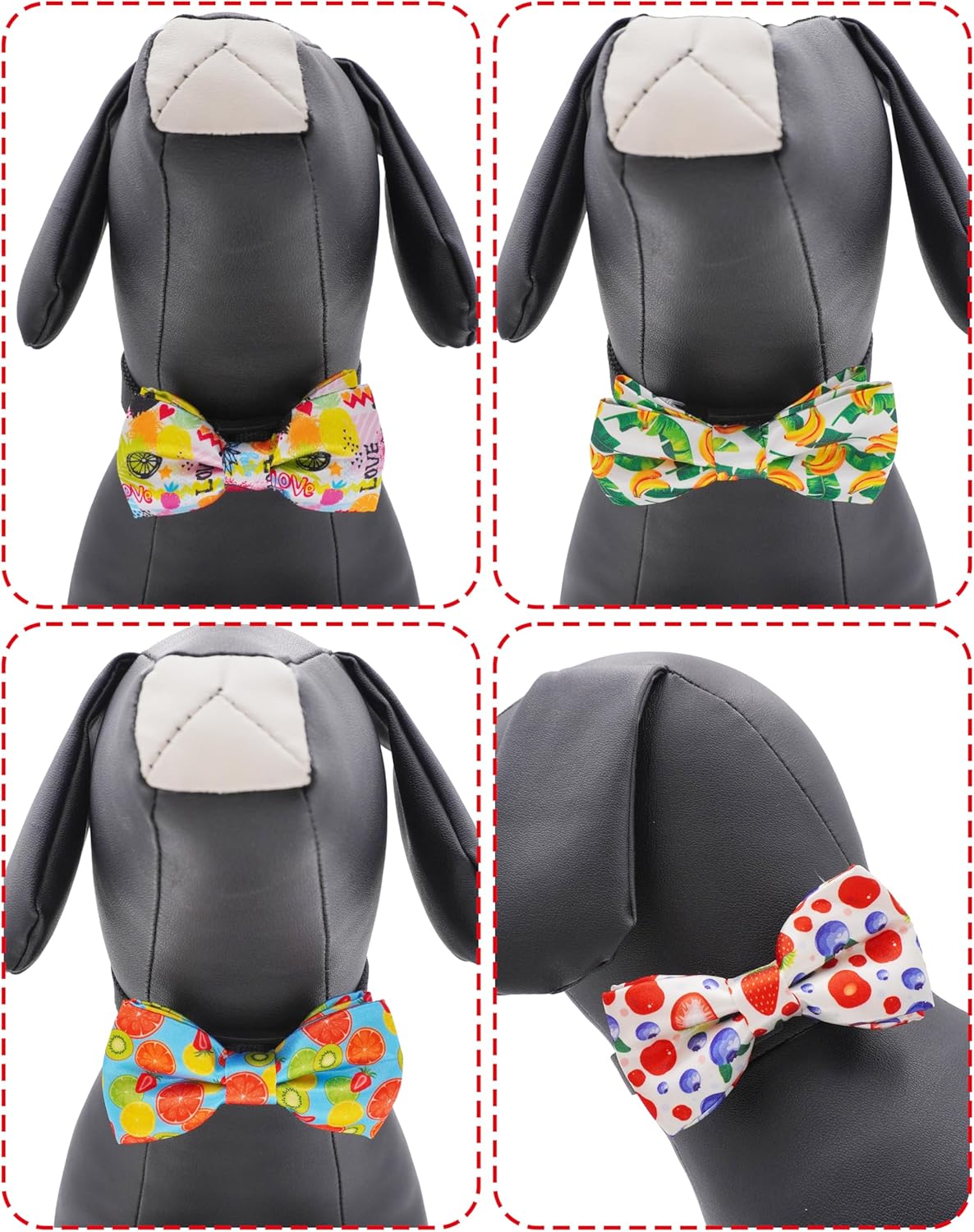 PET SHOW 10 Pack Fruit Big Dog Bow Ties for Large Medium Dogs Sliding Collar Attachments Strawberry Bowties Avocado Bowknots Holiday Party Pet Grooming Accessories(Large)
