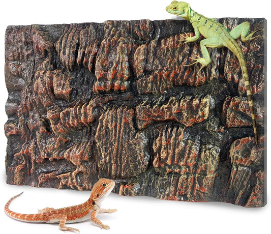 17.7x11.8in Rock Terrarium Background,3D Reptile Tank Background Board,Amphibian Stereo Backdrop Wall,Lizard Snake Gecko Spider Turtle Fish pet silo Background Decorative Panel(Brown)