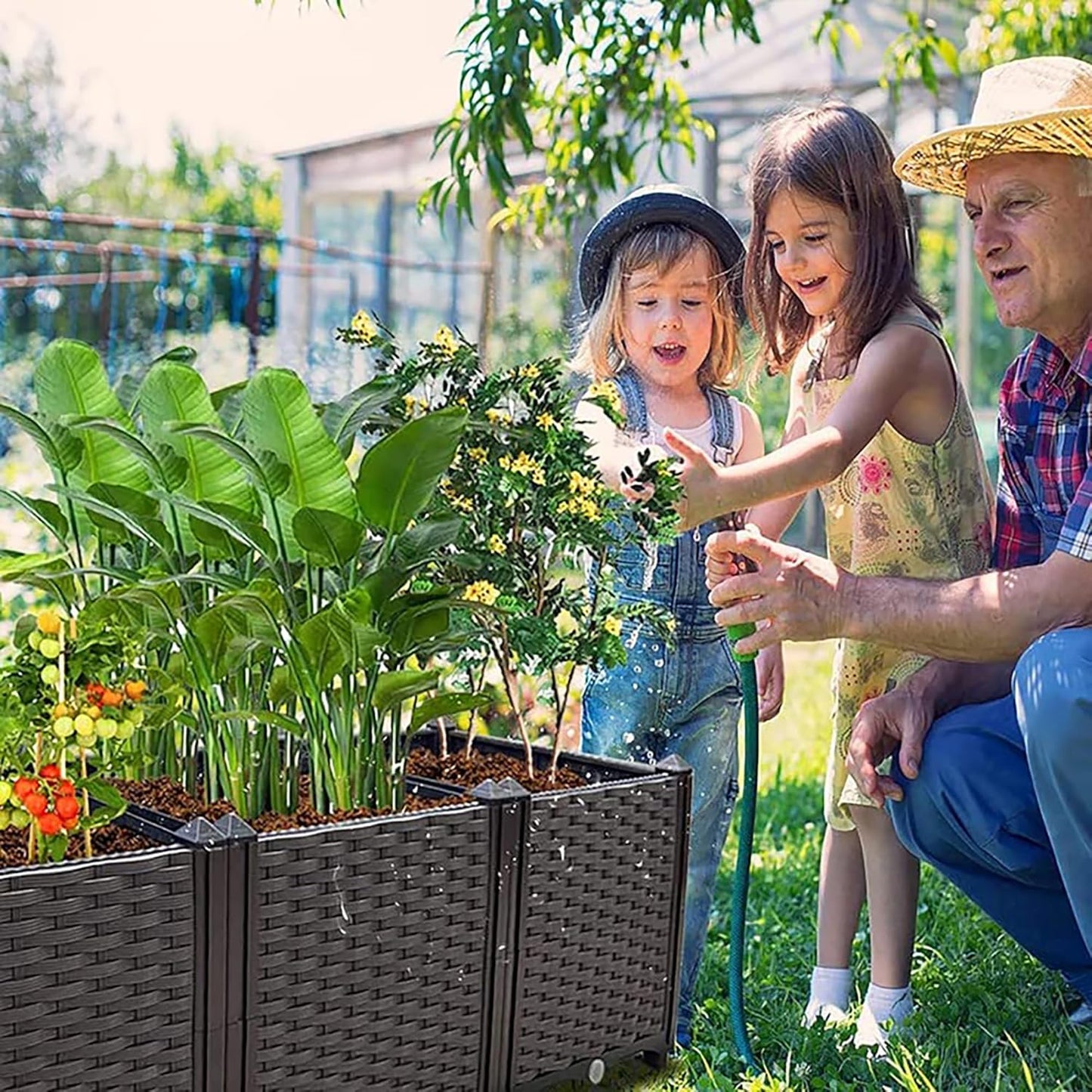 Raised Garden Bed Planter for Outdoor Plants Planter Box Elevated Garden Boxes Deepened Plant pots Perfect for Garden Patio Balcony Deck to Planting Flowers Vegetables Tomato and Herbs