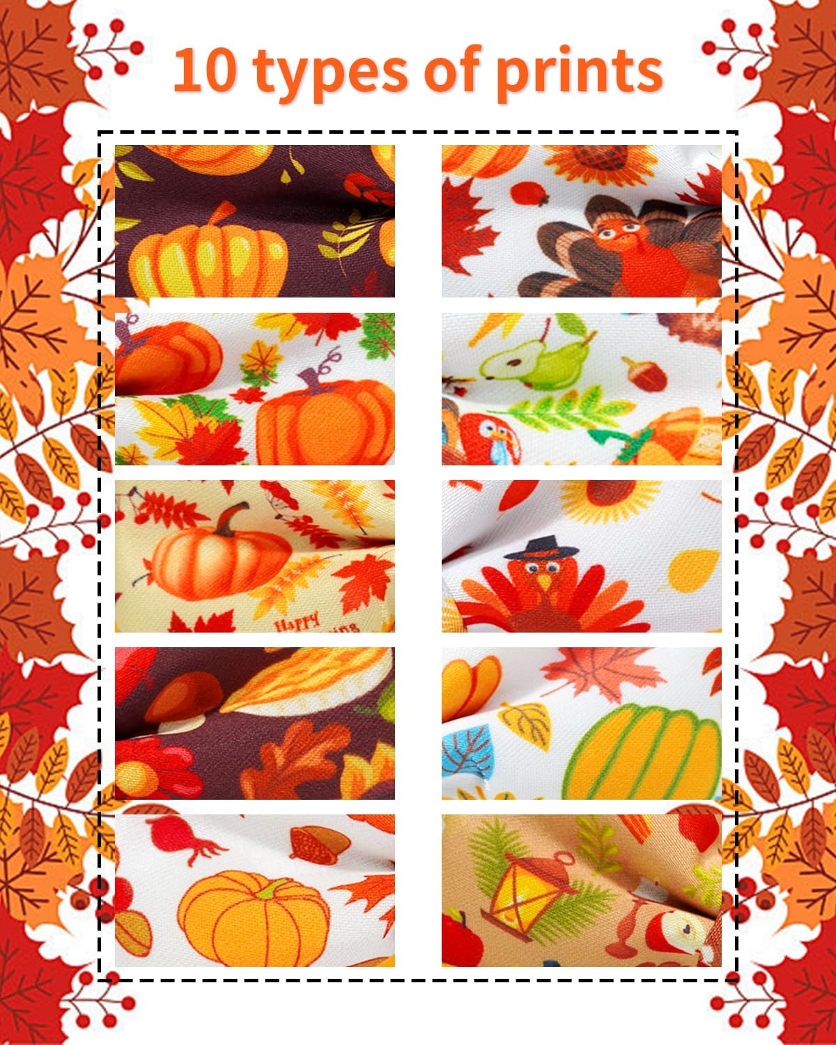 PET SHOW 10 Pack Thanksgiving Big Dog Bow Ties for Large Medium Dogs Sliding Collar Attachments Pumpkin Turkey Bowties Classy Fall Bowknots Party Holiday Pet Grooming Accessories(Large)