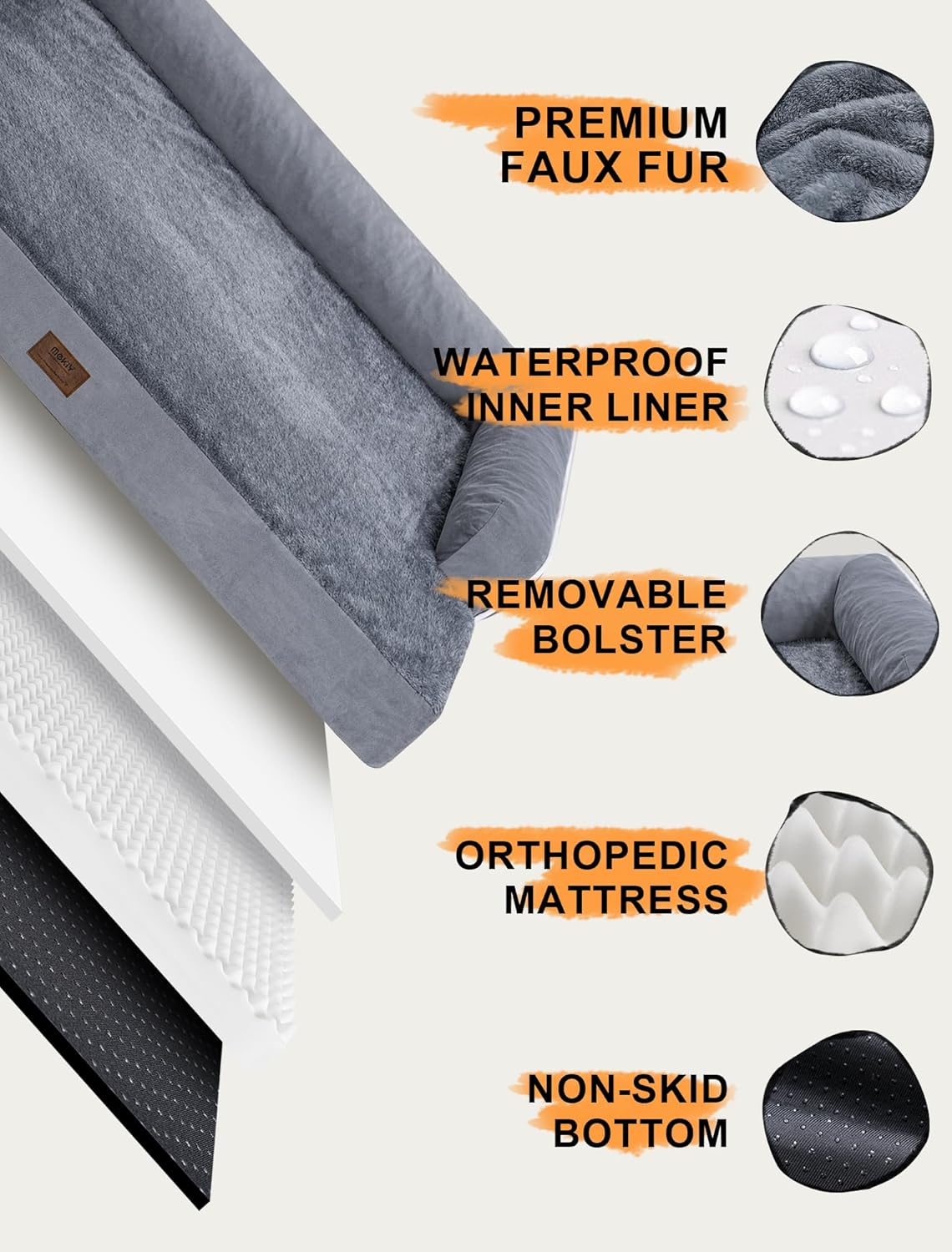 Extra Large Dog Bed Orthopedic Waterproof: Memory Foam Dog Bed for XL XLarge Extra Big Dogs - Couch Sofa - Washable with Removable Cover