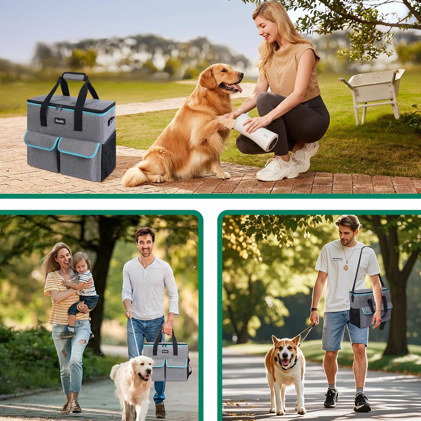 Large Pet Travel Bag Organizer - Dog & Cat Tote with Food Containers, Bowls, Feeding Mat, Perfect for Camping, Hiking (Multi-Pocket Design)