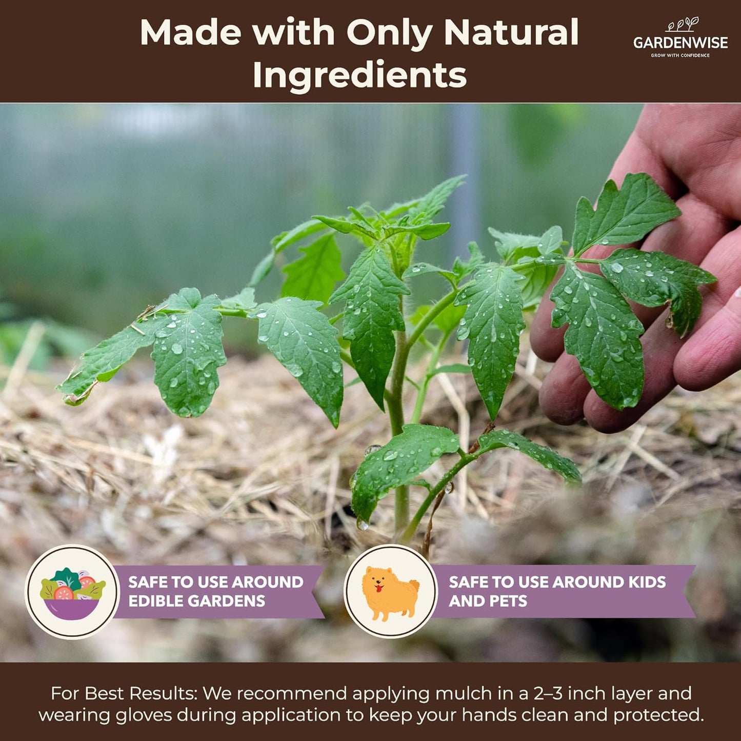 Premium Organic Wood Mulch for Gardens, Landscaping, Potted Plants, and Vegetable Gardens (2 CF - 56 L - 59 QTS)