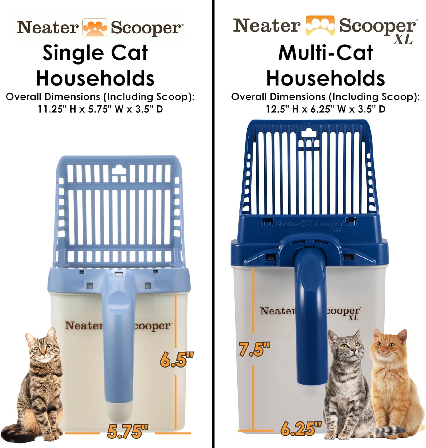 Neater Pet Brands Neater Scooper XL Cat Litter Scoop, 195 Refill Bags – Extra-Large Capacity Mess-Free Cat Litter Scooper with Bag for Large & Multiple Cats, Spill-Proof Litter Box Scooper with Holder