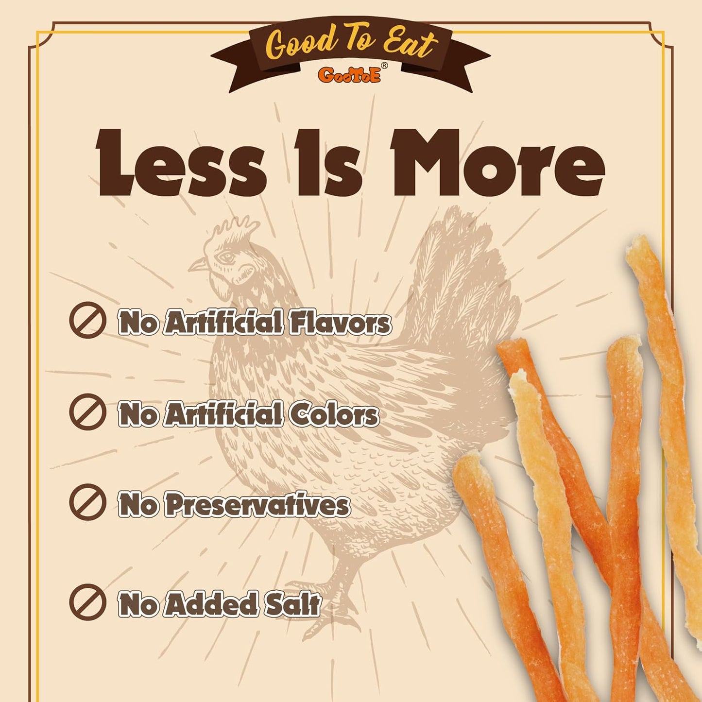 Gootoe Soft Chicken Sticks 1 lb, All Natural, Grain-Free, High-Protein, Healthy & Easily Digestible, Soft Texture, Resealable