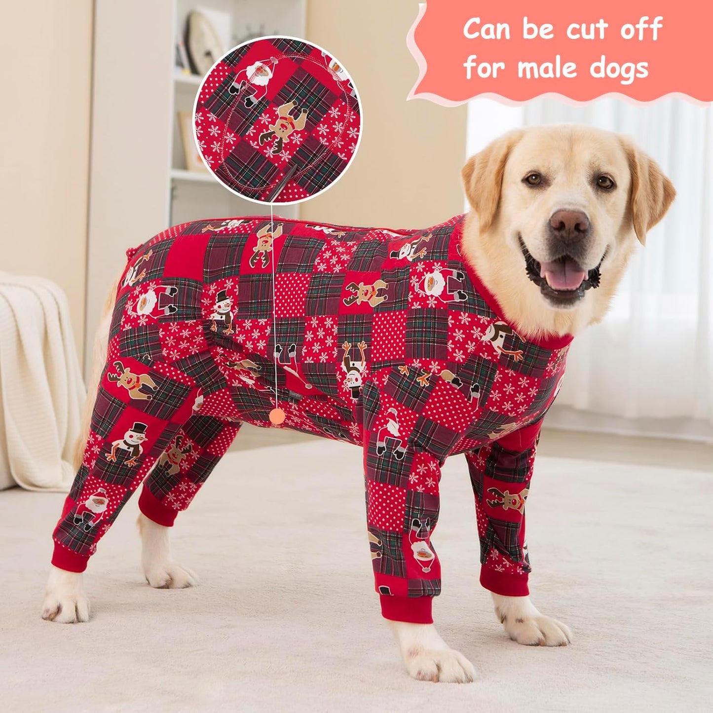 Yeapeeto Dog Onesie Surgery Recovery Suit for Large Medium Bodysuit Dogs Pajamas PJS Full Body for Shedding, Prevent Licking, Wound Protection, Cone Alternative… (Xmas Red, 7X-Large (Pack of 1))