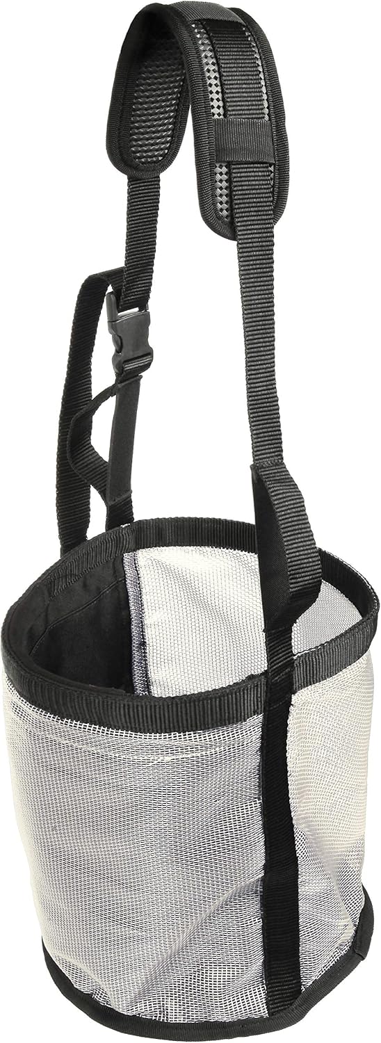 Majestic Ally Horse Feed Bag, Heavy Duty Nylon Mesh Grain Feed Bag, Adjustable Strap with Durable Snap and Elastic Straps, Comfort Neck Pad and Nose Pad- Large (Full, Beige)