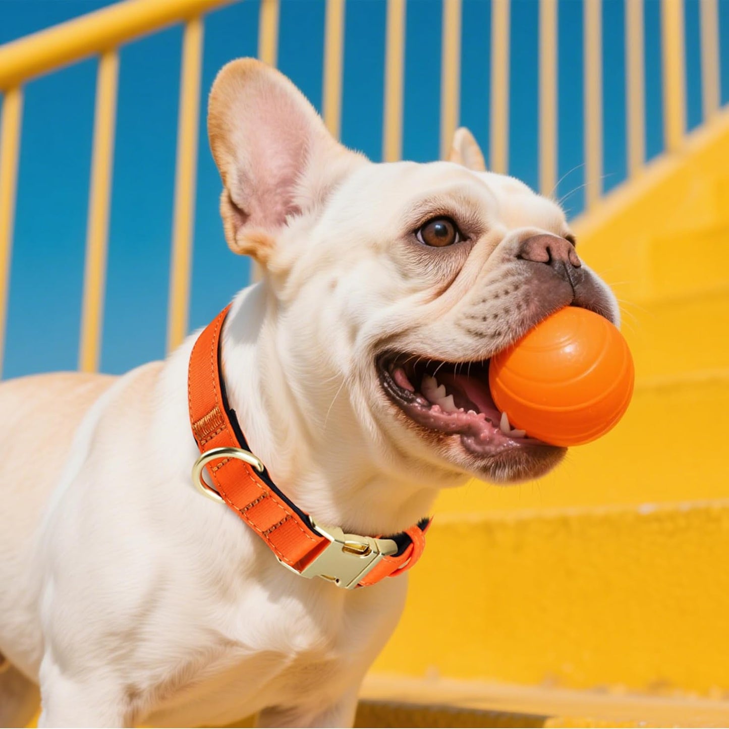 Didog Soft Padded Dog Collars for Small Dogs, Colorful and Durable Dog Collar with Quick Release Buckle, Light and Breathable for Daily Walking, Orange, S